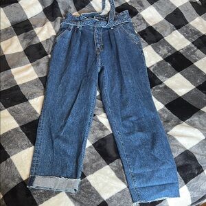 Abercrombie & Fitch Paperbag Mom Jean Belted Denim High Waisted size 4 (27)